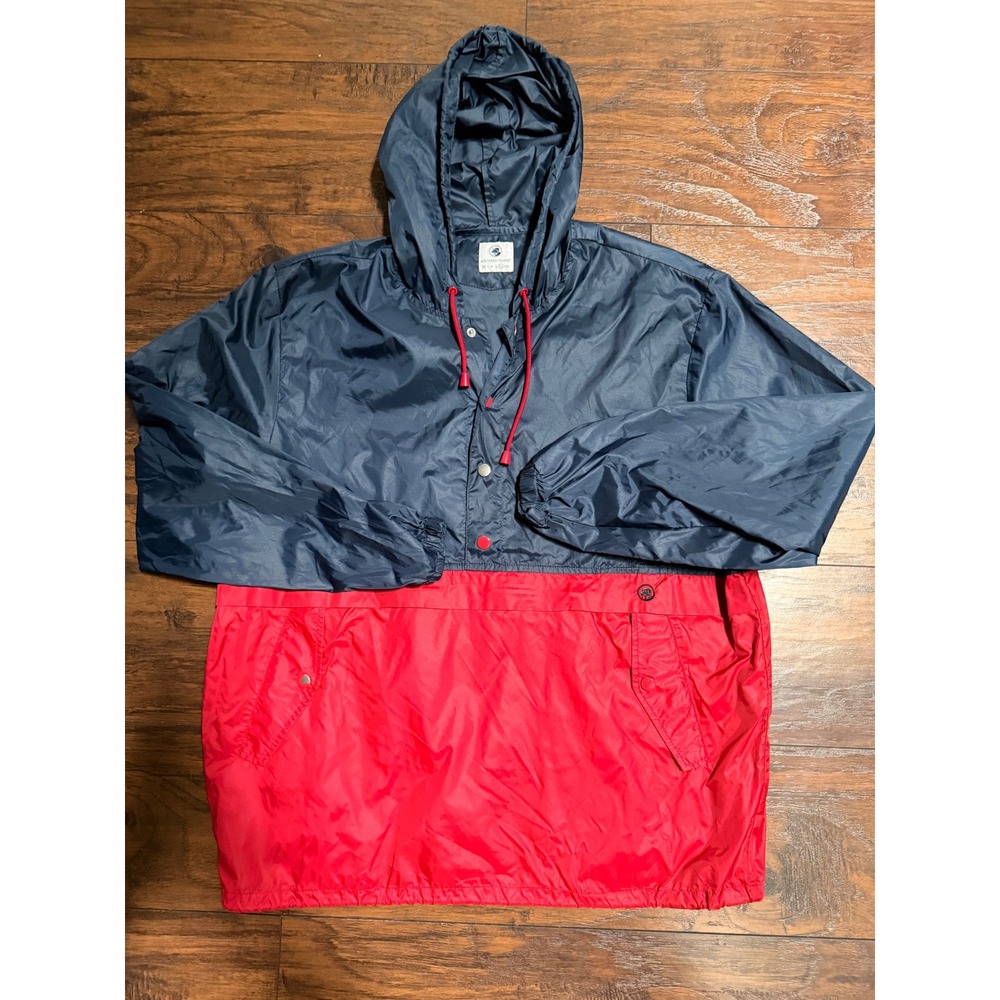 Southern Proper Mens XL Anorak Windbreaker Jacket Navy Blue Red Colorblock Hood‎